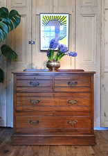 EDWARDIAN WALNUT CHEST OF