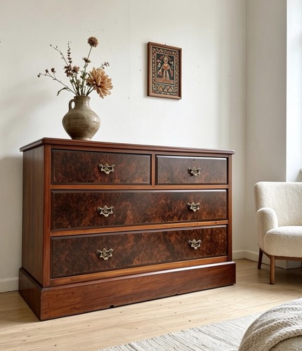 Large antique edwardian walnut - edwardian,
