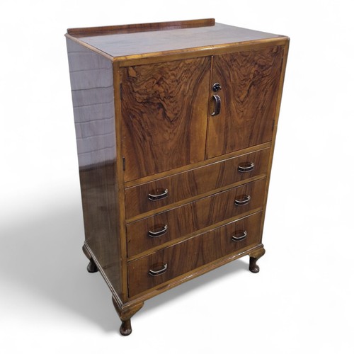 Antique walnut linen - cabinet, /