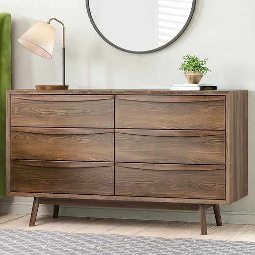 Wide walnut mid century chest - mid-century,